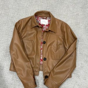 Anthropologie Brown Vegan Leather Jacket